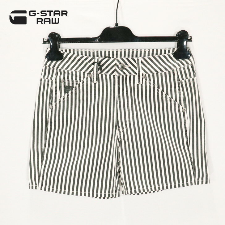 其它 - 75％オフ 新品 正規品 ジースターロゥ G-Star RAW ショートパンツ 23 24 25 レディース XSサイズ Sサイズ Mサイズ ブラック×ホワイト コットン100% ストライプ 5622 3D MID SHORT D12515-8926-8075