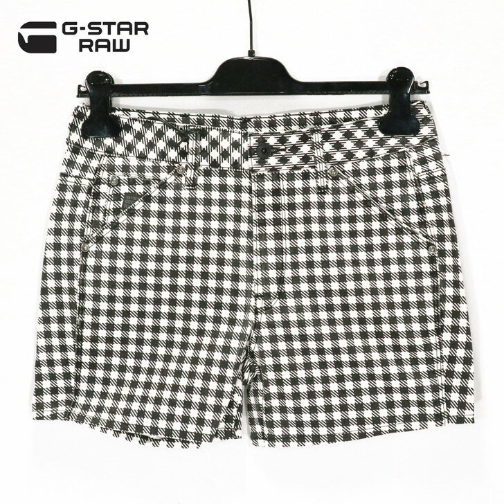 75％オフ 新品 正規品 ジースターロゥ G-Star RAW ショートパンツ 24 25 26 27 レディース Sサイズ Mサイズ Lサイズ ブラック×ホワイト コットン100% チェック 5622 3D MID SHORT D12515-8926-8075