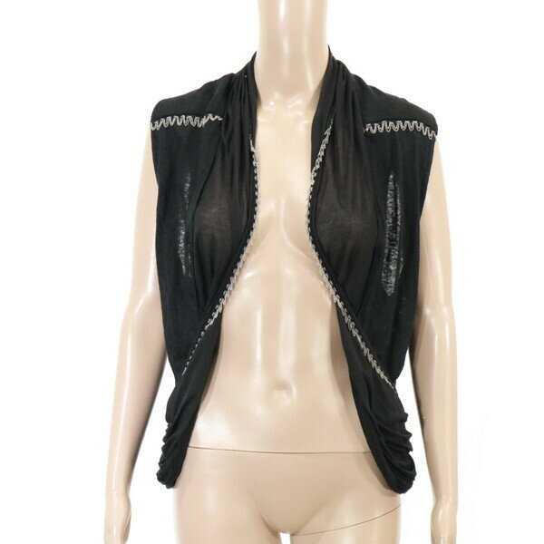 90％オフ 新品 正規品 リム カスタム&クチュール rim custom&couture ジレ 40 Mサイズ ブラック レディース ベスト シープレザー×リネン アウトレット 73052003