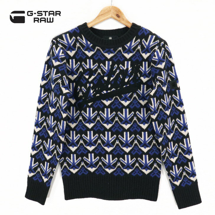 Crew Neck - 60％オフ 新品 正規品 ジースターロゥ G-Star RAW セーター XS メンズ Sサイズ ニット ブラック柄 クルーネック ウール×ナイロン ローゲージ 柄物 長袖 秋冬 D10909-2340-6484
