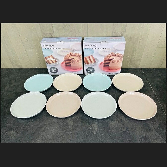 乐天商城 - ★お買い物マラソン期間中限定 ポイント10倍★未使用　美濃焼 MINOYAKI CAKE PLATE 5PC ケーキプレート 大皿欠品 4枚入り×2箱セット 計8枚 直径19cm 高さ2.2cm/510710在★2