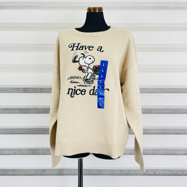 乐天商城 - 送料無料 PEANUTS ピーナッツ スヌーピー レディース ニット セーター 長袖 アイボリー系 Lサイズ OATMEAL HEATHER/ 515710 / 515710 在★3