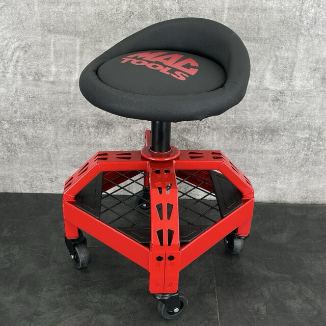 ★6月20日 24時間限定 ポイント10倍★展示品 マックツールズ キャスター付きスツール 【中古】MAC TOOLS レッド/ブラック オールスチール製フレーム 昇降機能付き / 513720