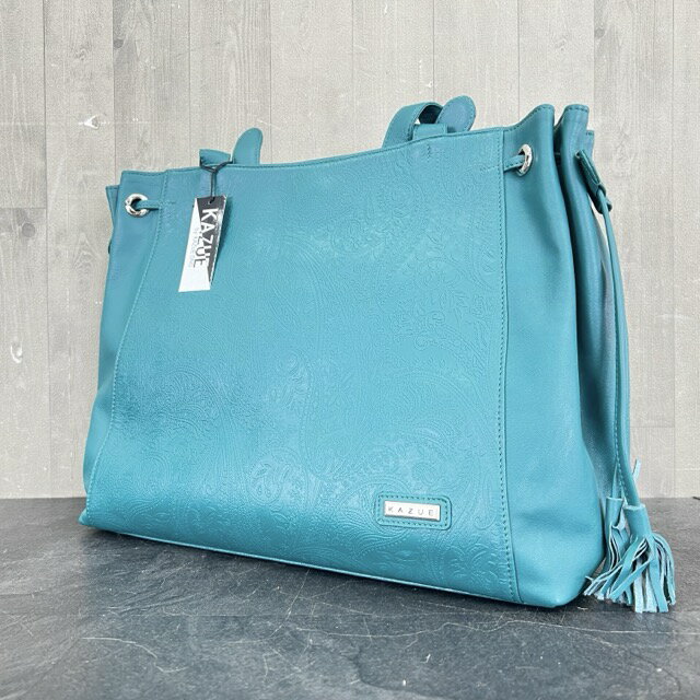 ★1月15日24時間限定ポイント10倍★未使用 アラベスコトートバッグ 牛皮 革 2137 ブルーグリーン 定価48000円 APHRODITE KAZUE アフロディーテ カズエ/59928在★5