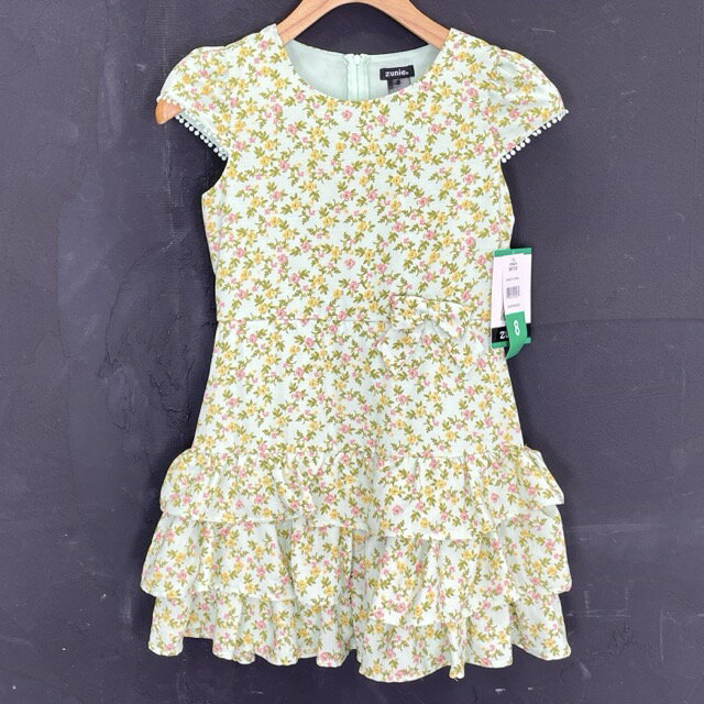 送料無料 新品タグ付き zunie ズーニー キッズドレス 8サイズ 約130cm 女の子 ワンピース SAGE FLORAL ..