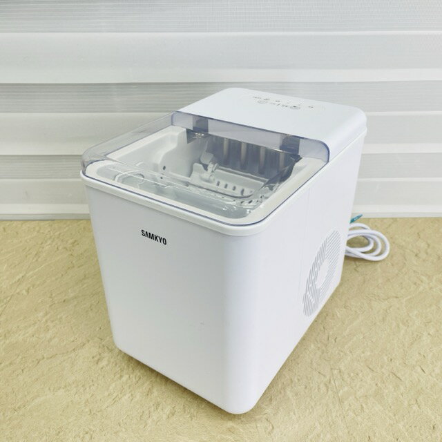 ★30日 24時間限定 ポイント10倍★SAMKYO IM12 家庭用 高速製氷 ホワイト 【中古】動作保証 サムキョ 貯水容量約1.5L コンパクト 028066/23547