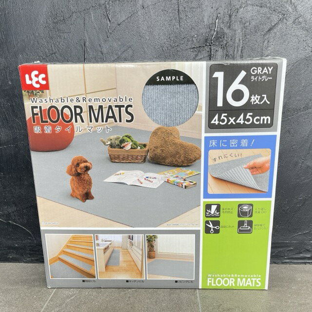 乐天商城 - 未使用 LEC レック 吸着タイルマット フロアマット ライトグレー 45x45cm 16枚入り /516657在★3