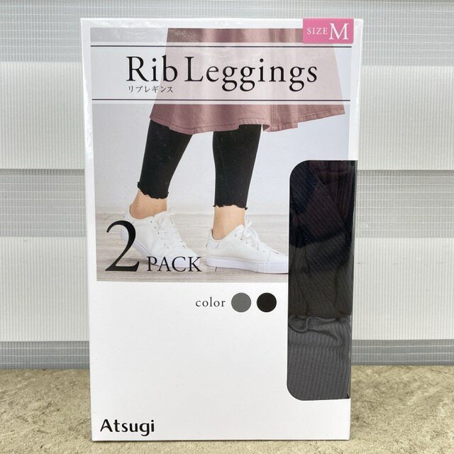 樂天商城 - ★お買い物マラソン期間中限定 ポイント10倍★送料無料 Atsugi アツギ リブレギンス サイズM ブラック グレー 2PACK 箱潰れアウトレット品 ヒップ87-95cm/516859在★22