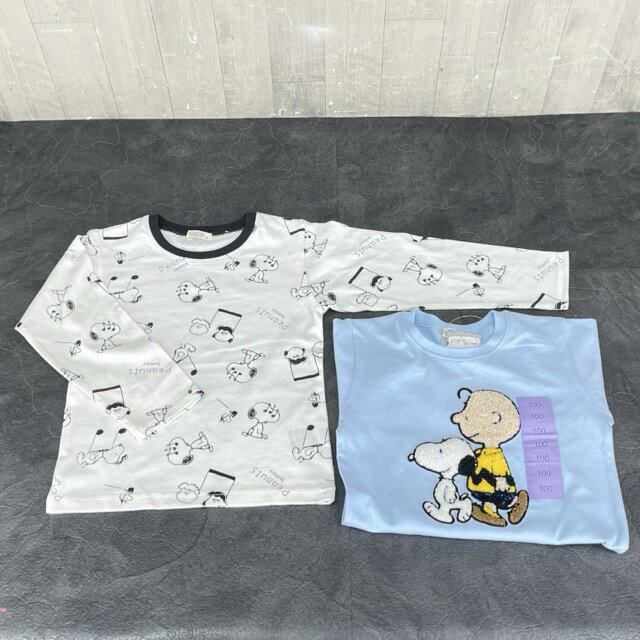 樂天商城 - ★お買い物マラソン期間中限定 ポイント10倍★未使用品 スヌーピー キッズ ロングTシャツ 長袖Tシャツ 2枚組 サイズ100 白と水色 タキヒヨー PEANUTS 子供 服/69481在★4