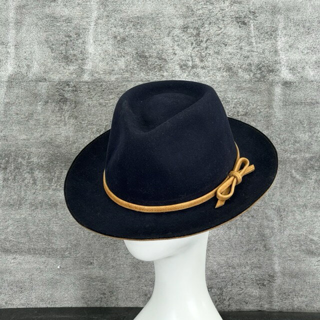 ★新生活フェア お買い物マラソン期間中限定ポイント10倍★フェルトハット 【中古】Tesi テシ メリノウール カーフスキン レザー 帽子 ウールハット イタリア 60 71/2 / 514782
