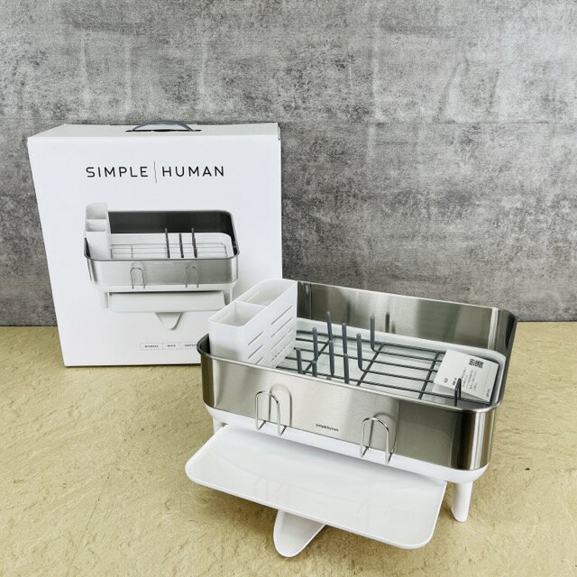 乐天商城 - 未使用 Simple Human スチールディッシュラック ステンレス鋼フレーム キッチン雑貨 錆びにくく指紋がつきにくい 食器乾燥ラック/516484
