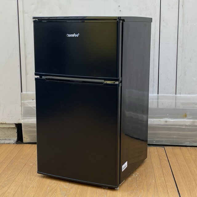 送料無料 美品 コンフィー ノンフロン冷凍冷蔵庫 【中古】動作保証 comfee RCT90BL(E) 90L 2ドア 右開き ブラック 012022 B/23385