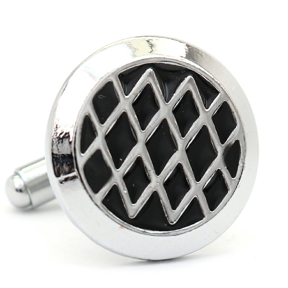 【 即日発送 】 ■ 丸型【 色 :シルバー&黒 】カフスボタン ■ [ 1000円ぽっきり マラソン買い回り 対象 黒系 男女 営業マン おしゃれシンプル ス...