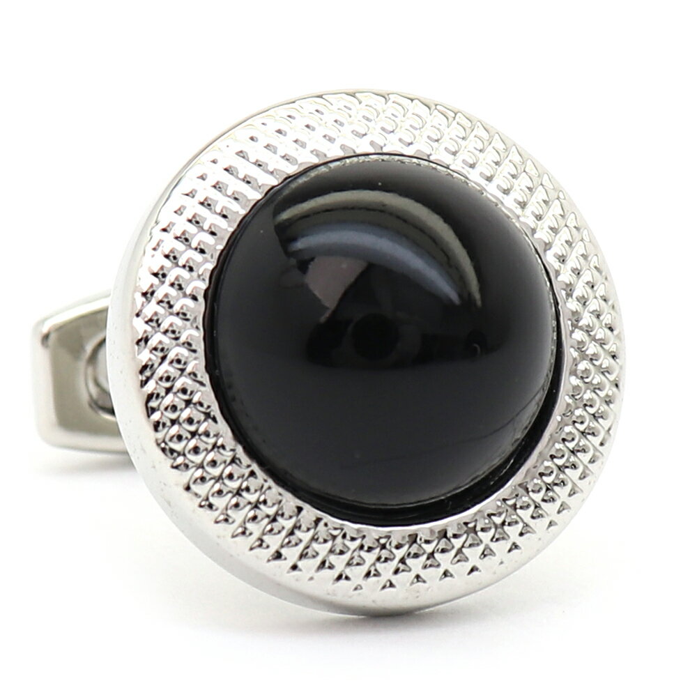 【 即日発送 】 ■ 丸型【 色 :シルバー&黒 】カフスボタン ■ [ 1000円ぽっきり マラソン買い回り 対象 黒系 男女 営業マン おしゃれシンプル ス...