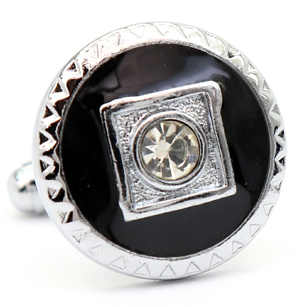 【 即日発送 】 ■ 丸型【 色 :シルバー&黒】カフスボタン ■ [ 1000円ぽっきり マラソン買い回り 対象 黒系 男女 営業マン おしゃれシンプル スー...