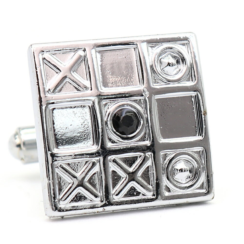 【 即日発送 】 ■ 四角形【 色 :シルバー&黒】カフスボタン ■ [ 1000円ぽっきり マラソン買い回り 対象 黒系 男女 営業マン おしゃれシンプル ス...