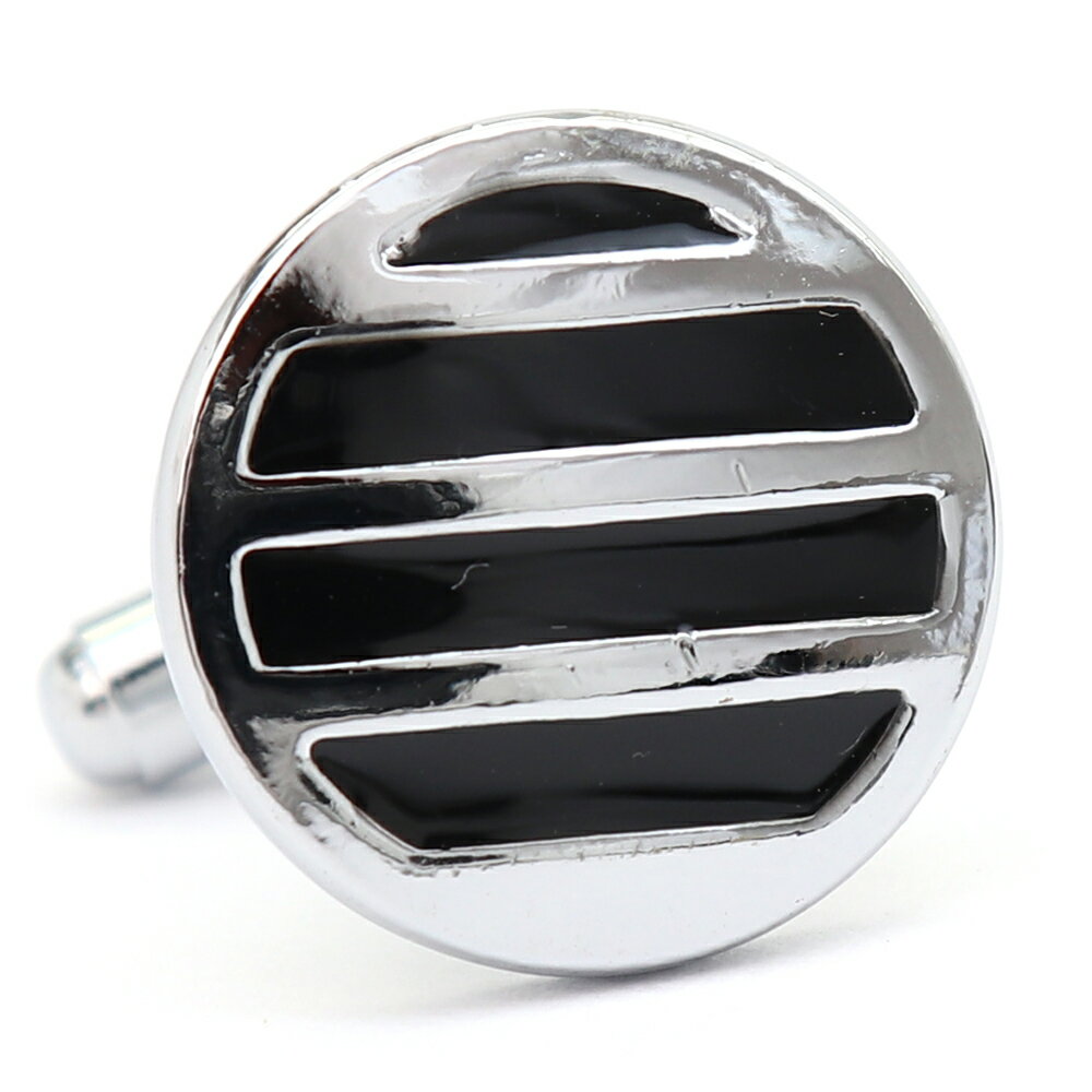 【 即日発送 】 ■ 丸型【 色 :シルバー&黒】カフスボタン ■ [ 1000円ぽっきり マラソン買い回り 対象 黒系 男女 営業マン おしゃれシンプル スー...