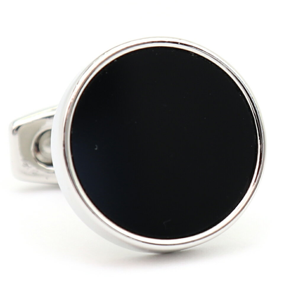 【 即日発送 】 ■ 丸型【 色 :シルバー&黒】カフスボタン ■ [ 1000円ぽっきり マラソン買い回り 対象 黒系 男女 営業マン おしゃれシンプル スー...