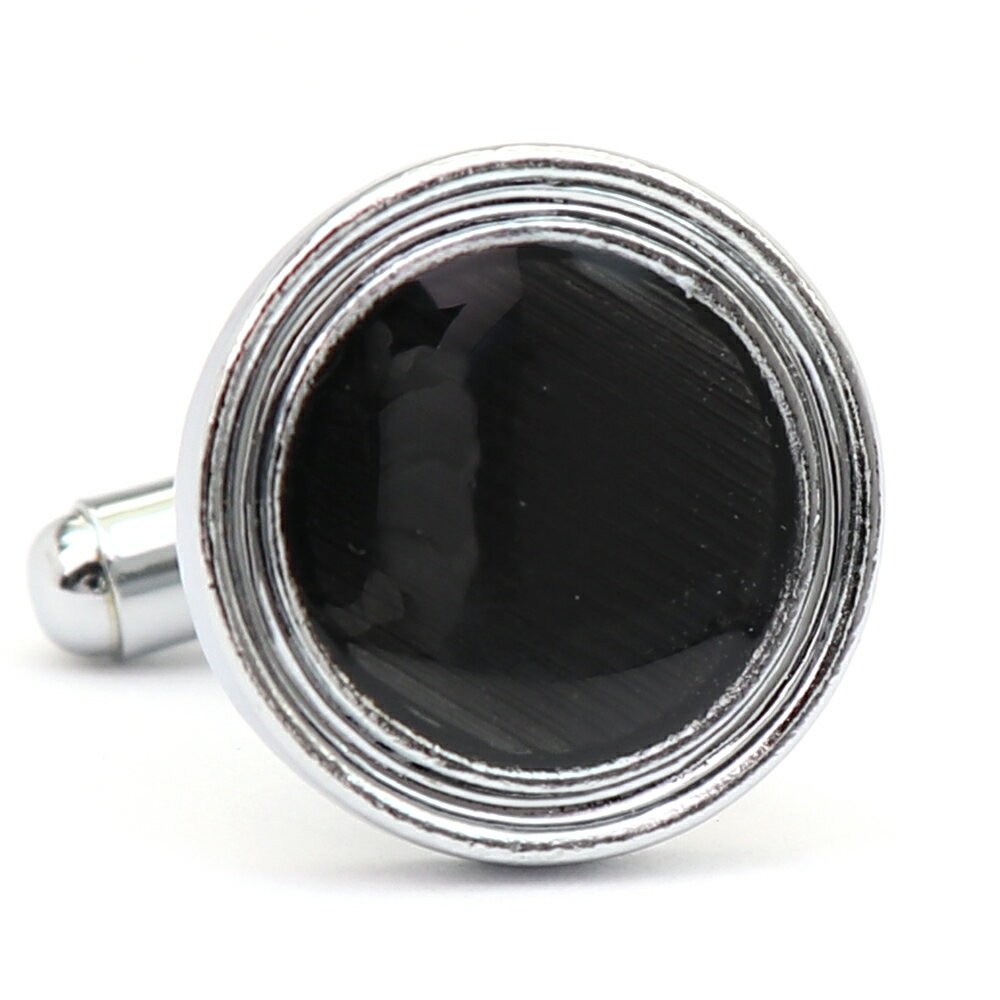 【 即日発送 】 ■ 丸型【 色 :シルバー&黒】カフスボタン ■ [ 1000円ぽっきり マラソン買い回り 対象 黒系 男女 営業マン おしゃれシンプル スー...