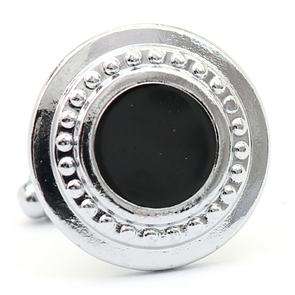 【 即日発送 】 ■ 丸型【 色 :シルバー&黒】カフスボタン ■ [ 1000円ぽっきり マラソン買い回り 対象 黒系 男女 営業マン おしゃれシンプル スー...