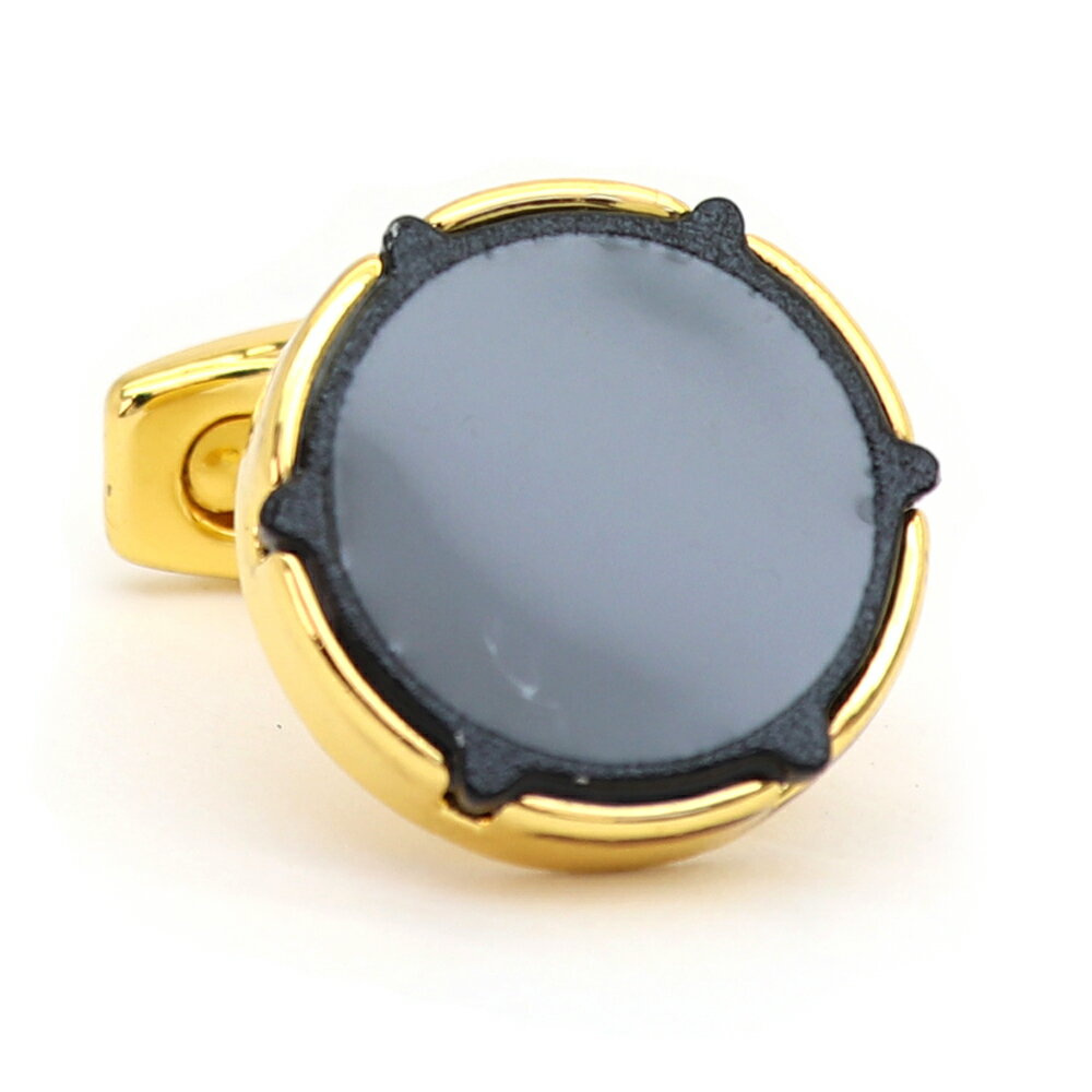 【 即日発送 】 ■ 丸型【 色 ： ゴールド＆グレー】カフスボタン ■ [ 1000円ぽっきり マラソン買い回り 対象 ゴールド系 男女 営業マン おしゃれシンプル スーツ シャツ 人気 プレゼント 正装 ウエディング 入園式 入学式 ]