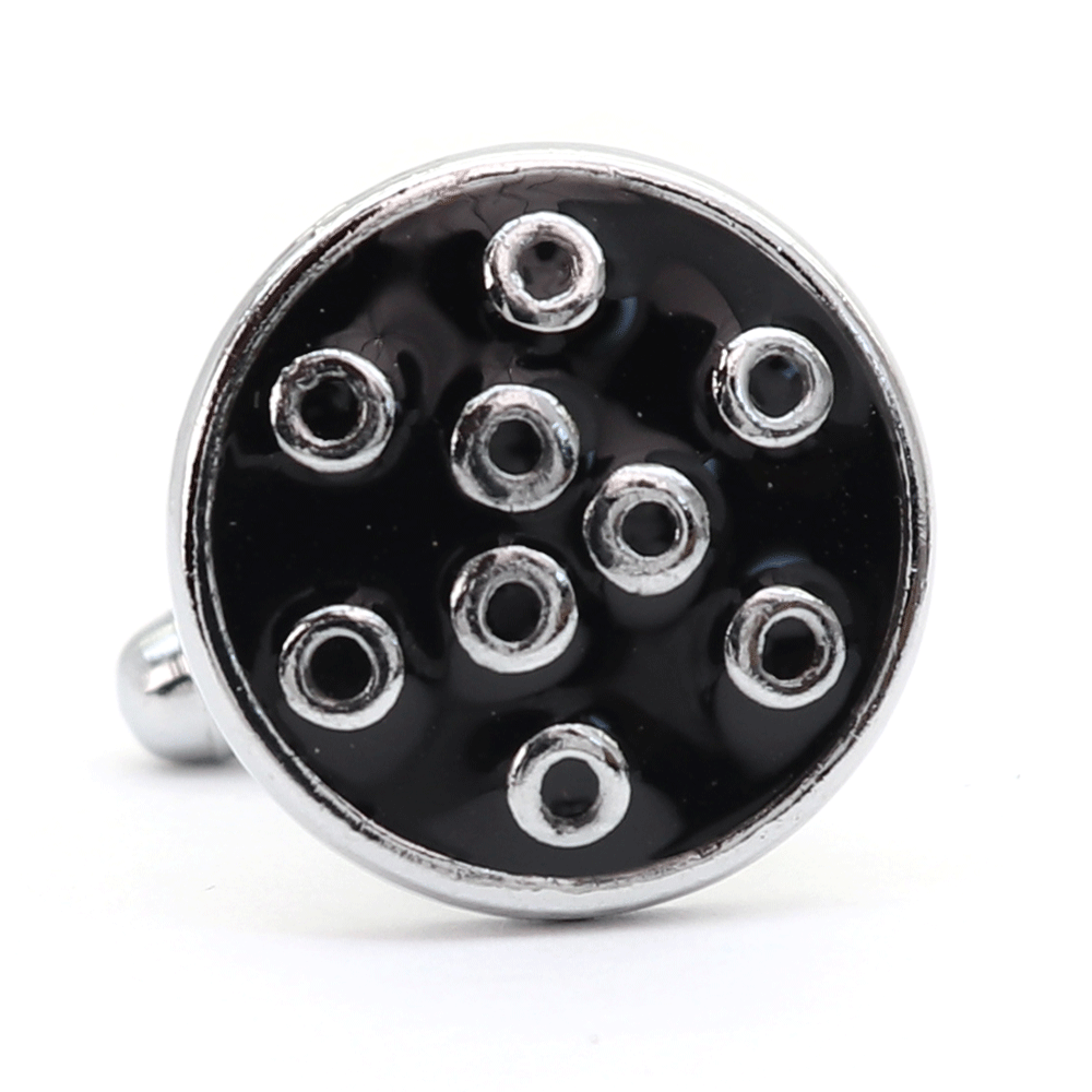 【 即日発送 】 ■ 円形【 色 : シルバー&黒】カフスボタン ■ [ 1000円ぽっきり マラソン買い回り 対象 シルバー系 男女 営業マン おしゃれシンプ...