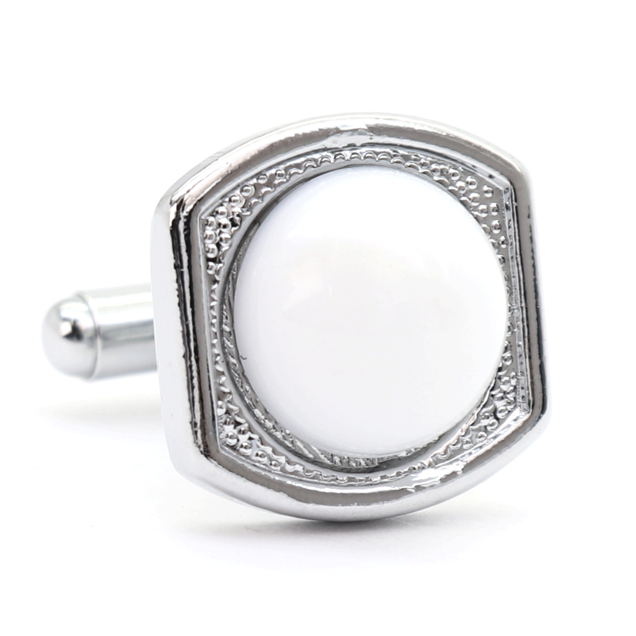 【 即日発送 】 ■ 四角形【 色 : シルバー&白】カフスボタン ■ [ 1000円ぽっきり マラソン買い回り 対象 黒系 男女 営業マン おしゃれシンプル ...