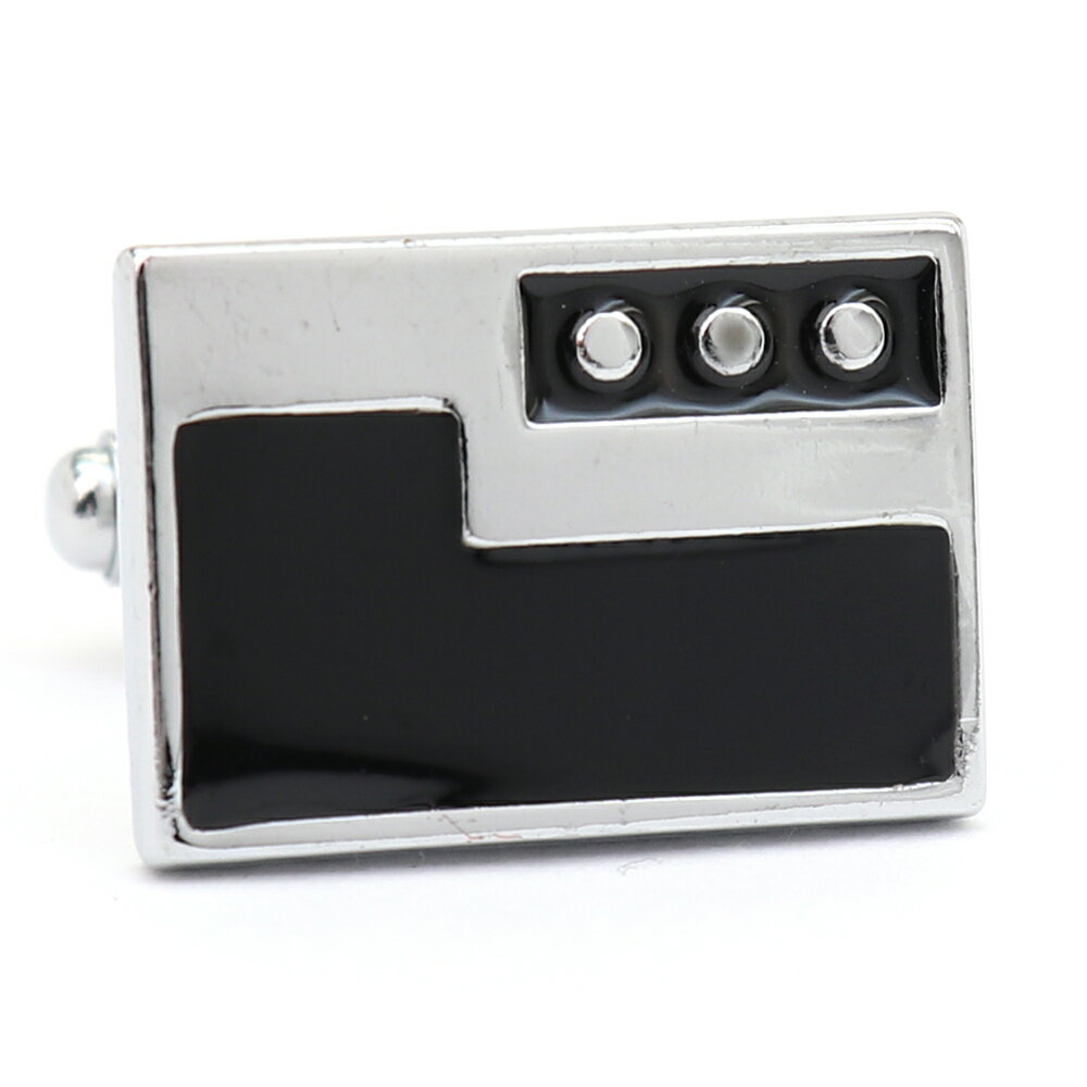 【 即日発送 】 ■ 四角形【 色 :シルバー&黒】カフスボタン ■ [ 1000円ぽっきり マラソン買い回り 対象 黒系 男女 営業マン おしゃれシンプル ス...