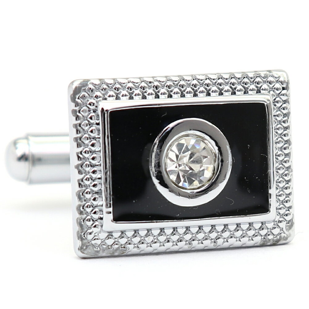 【 即日発送 】 ■ 四角形【 色 :シルバー&黒】カフスボタン ■ [ 1000円ぽっきり マラソン買い回り 対象 黒系 男女 営業マン おしゃれシンプル ス...