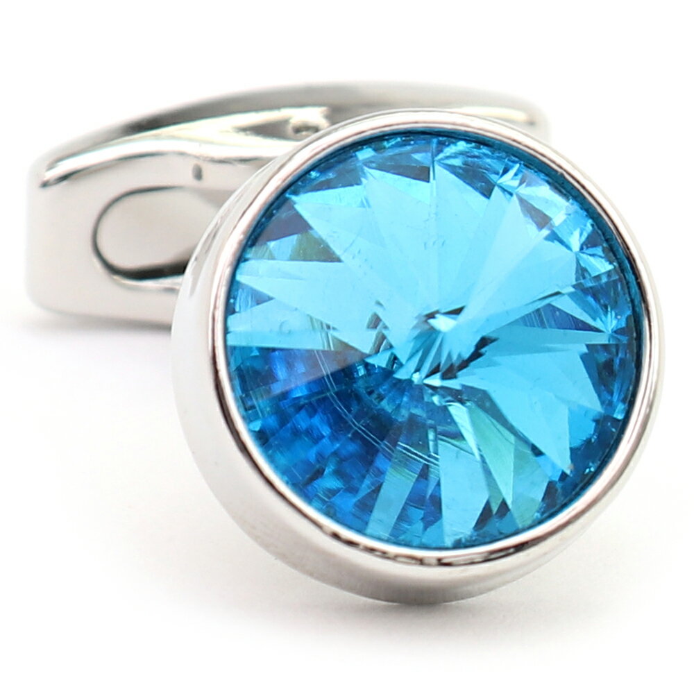 【 即日発送 】 ■ 丸型【 色 :シルバー&水色】カフスボタン ■ [ 1000円ぽっきり マラソン買い回り 対象 黒系 男女 営業マン おしゃれシンプル ス...