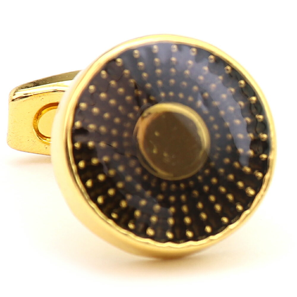 【 即日発送 】 ■ 丸型【 色 :ゴールド&黒】カフスボタン ■ [ 1000円ぽっきり マラソン買い回り 対象 黒系 男女 営業マン おしゃれシンプル スー...