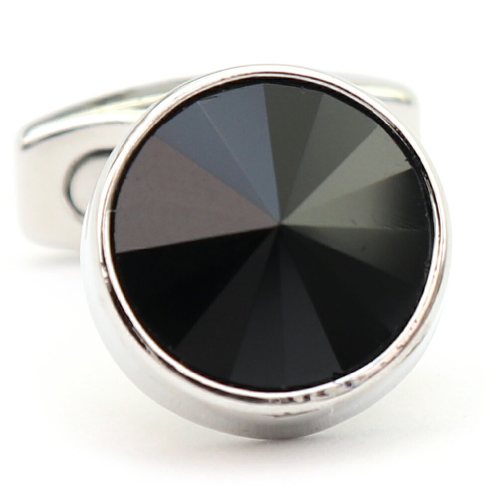 【 即日発送 】 ■ 丸型【 色 :シルバー&黒】カフスボタン ■ [ 1000円ぽっきり マラソン買い回り 対象 黒系 男女 営業マン おしゃれシンプル スー...