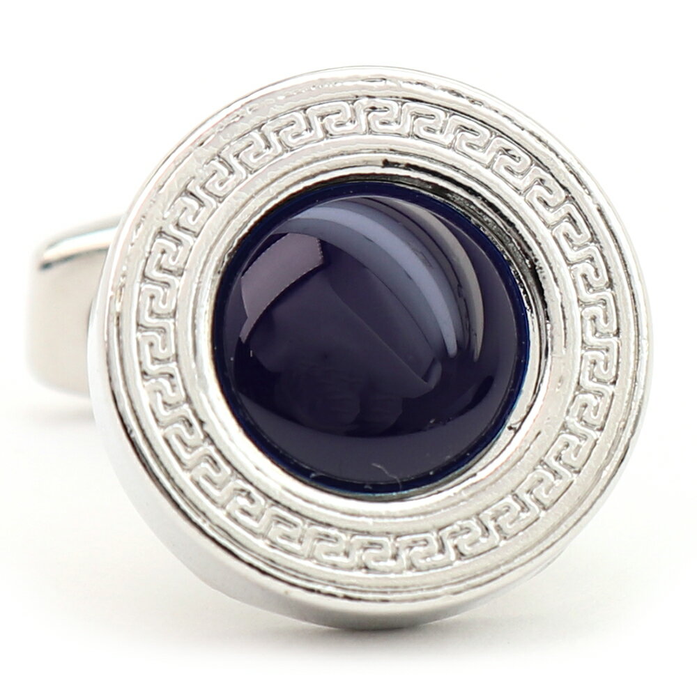 【 即日発送 】 ■ 丸型【 色 :シルバー&紺】カフスボタン ■ [ 1000円ぽっきり マラソン買い回り 対象 黒系 男女 営業マン おしゃれシンプル スー...