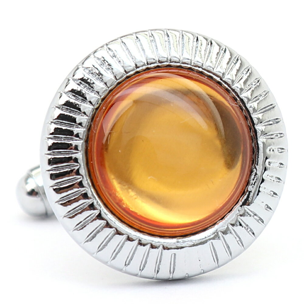 【 即日発送 】 ■ 丸型【 色 :シルバー&オレンジ】カフスボタン ■ [ 1000円ぽっきり マラソン買い回り 対象 黒系 男女 営業マン おしゃれシンプル...