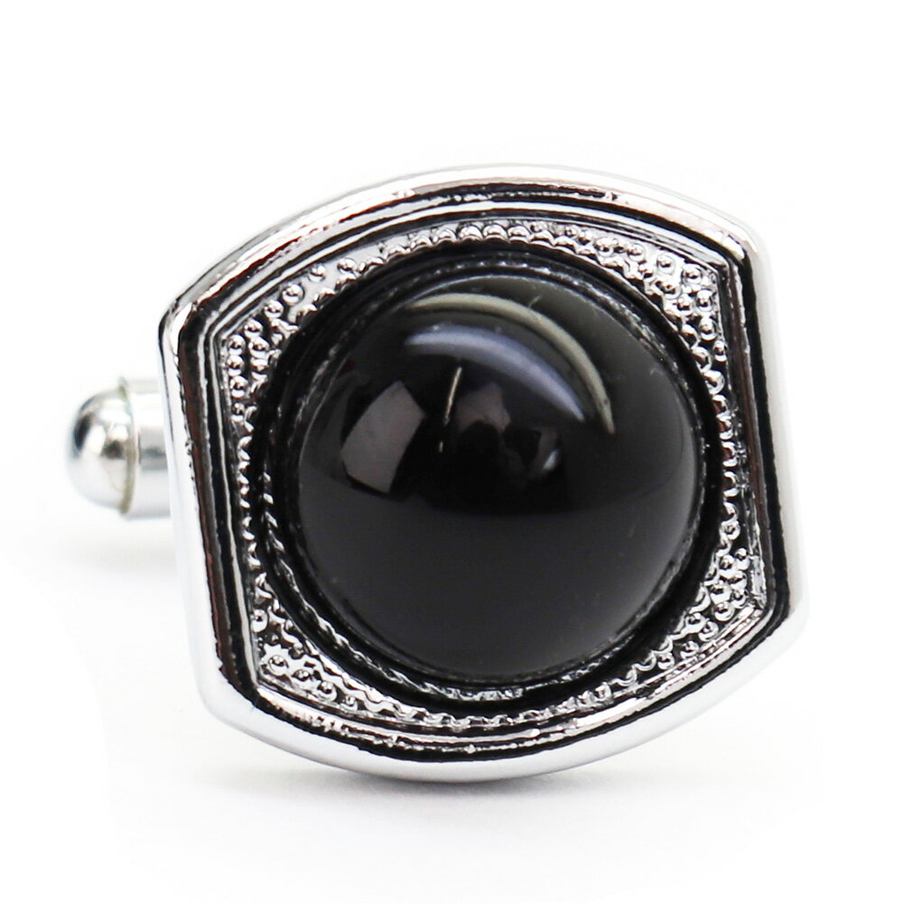 【 即日発送 】 ■ 多角形【 色 :シルバー&黒】カフスボタン ■ [ 1000円ぽっきり マラソン買い回り 対象 黒系 男女 営業マン おしゃれシンプル ス...