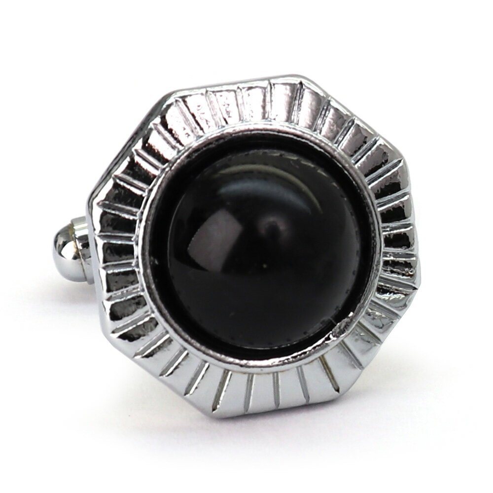 【 即日発送 】 ■ 丸型【 色 :シルバー&黒】カフスボタン ■ [ 1000円ぽっきり マラソン買い回り 対象 黒系 男女 営業マン おしゃれシンプル スー...