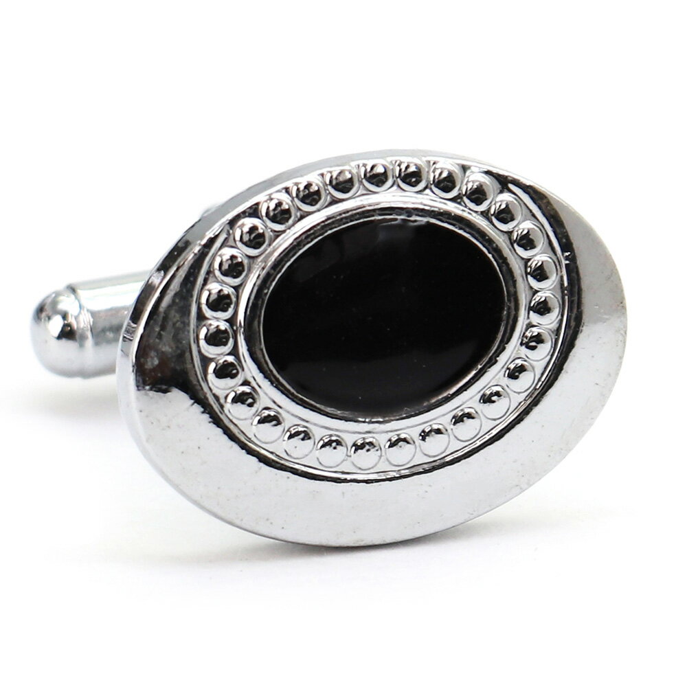 【 即日発送 】 ■ 丸型【 色 :シルバー&黒】カフスボタン ■ [ 1000円ぽっきり マラソン買い回り 対象 黒系 男女 営業マン おしゃれシンプル スー...