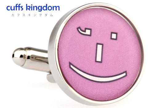 ユニーク顔 【 桃色 】 カフリングス 【 ピンク色 パステル系 男女 ニコちゃん キュート 円角 かわいい 結婚式 】