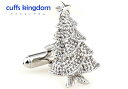 クリスマスツリー カフスボタン 【 銀色 系 男女 カフリングス 営業マン おしゃれ かわいい 結婚式 カジュアル シンプル スーツ 人気 プレゼント ギフト 入園式 入学式 成人式 】