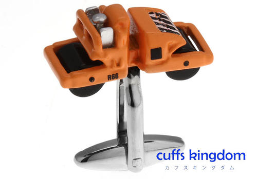 ロードローラー カフスボタン 【 brown 働く車 男 カフリングス 道 ユニーク 父の日 プレゼント 個性 ..