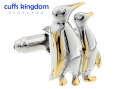 ペア ペンギン カフスボタン 【 銀色 系 男女 カフリングス 営業マン おしゃれ かわいい 結婚式 カジュアル シンプル スーツ 人気 プレゼント 動物 ギフ...
