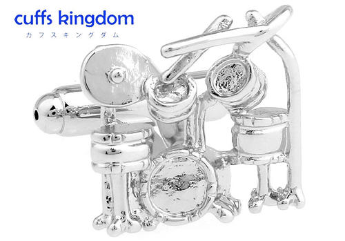 ドラム セット カフスボタン 【 銀色 系 男女 カフリングス 営業マン おしゃれ かわいい 結婚式 カジュアル シンプル ミュージシャン スーツ 人気 プレゼ...