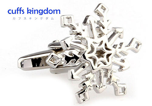氷の結晶 カフスボタン 【 銀色 系 男女 カフリングス 営業マン おしゃれ かわいい 結婚式 カジュアル シンプル スーツ 人気 プレゼント ギフト 入園式 入学式 成人式 】