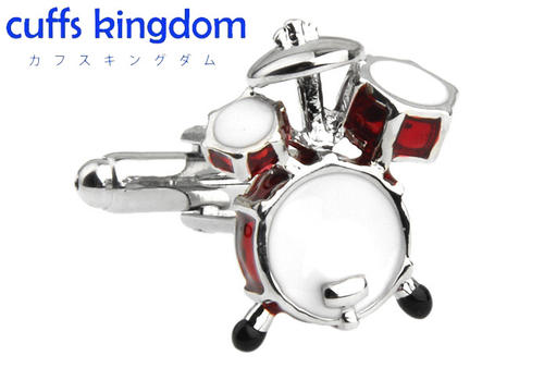 楽天カフスボタン専門店 cuffs kingdomドラムセット 赤白 塗装 カフスボタン 【 カラフル 系 力強い 楽器 趣味 カフリングス 人気 個性 プレゼント カフス専門店 】