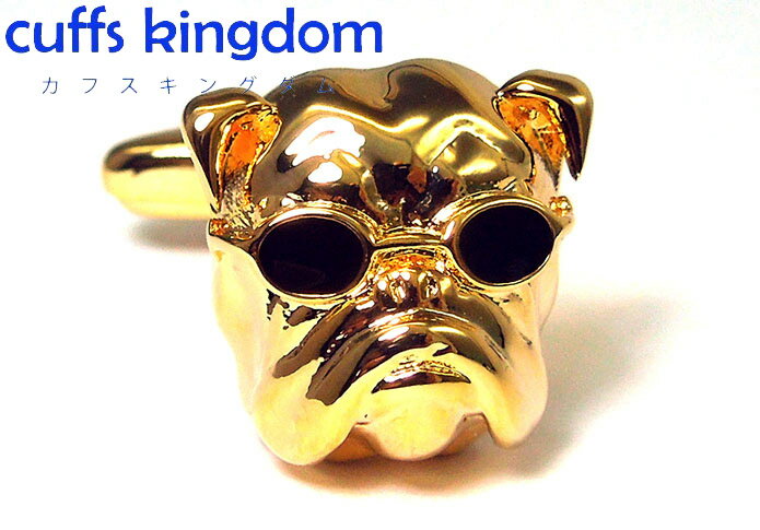 マフィア ブルドック ゴールド 【 金色 】 カフスボタン 【 ゴールド 動物 犬 男 カフリングス プレゼ..