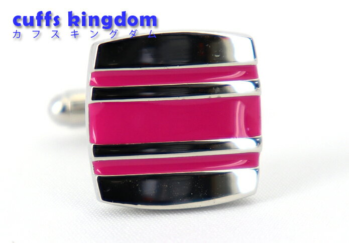 ショッキングピンク ライン カフリングス 【 色 : 桃色 】 カフスボタン 【 ピンク 男女 おしゃれ かわいい 結婚式 プレゼント 入園式 入学式 成人式 カフス専門店 】