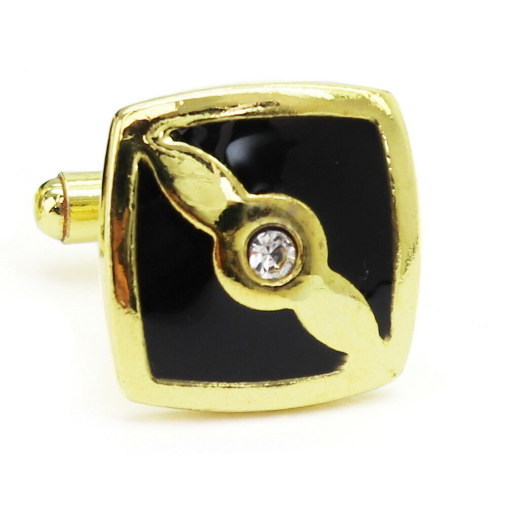 【 即日発送 】 ■ 四角形【 色 :ゴールド&黒】カフスボタン ■ [ 1000円ぽっきり マラソン買い回り 対象 黒系 男女 営業マン おしゃれシンプル ス...