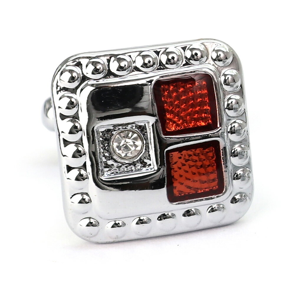 【 即日発送 】 ■ 四角形【 色 :シルバー&オレンジ】カフスボタン ■ [ 1000円ぽっきり マラソン買い回り 対象 黒系 男女 営業マン おしゃれシンプ...