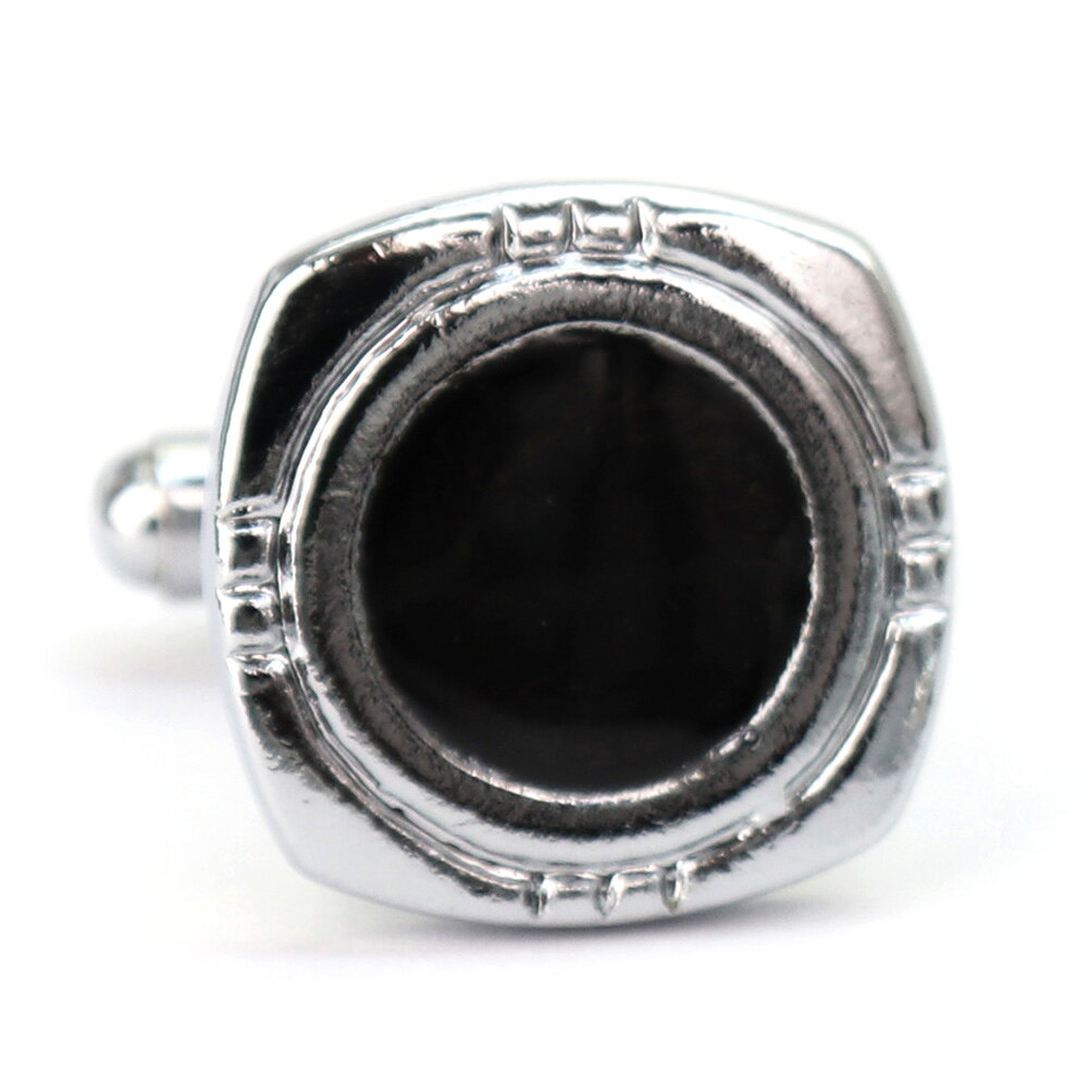 【 即日発送 】 ■ 四角形【 色 :シルバー&黒】カフスボタン ■ [ 1000円ぽっきり マラソン買い回り 対象 黒系 男女 営業マン おしゃれシンプル ス...