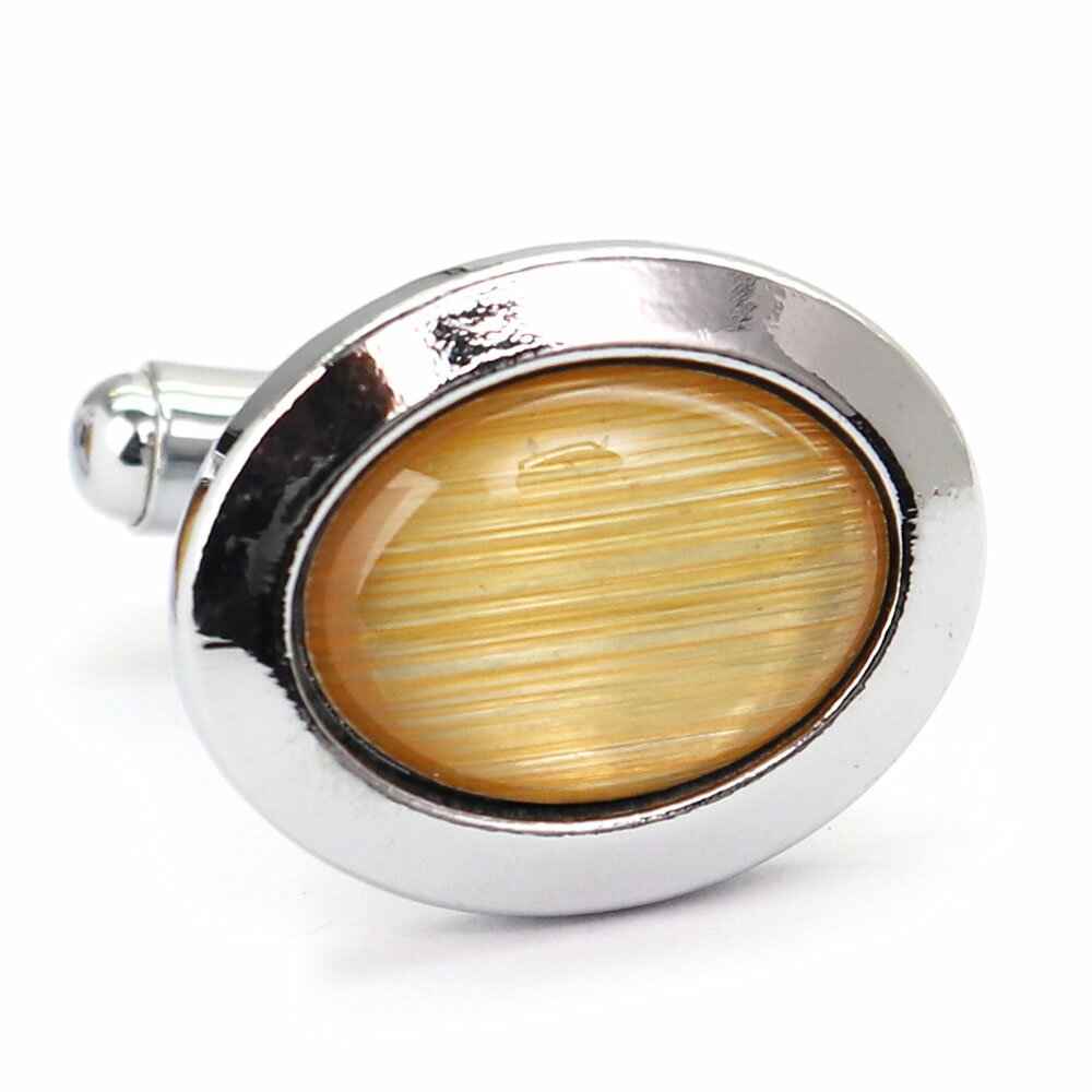 【 即日発送 】 ■ 丸型【 色 :シルバー&黄】カフスボタン ■ [ 1000円ぽっきり マラソン買い回り 対象 黒系 男女 営業マン おしゃれシンプル スー...